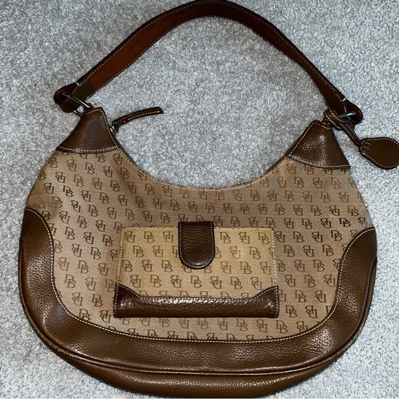 Dooney & Bourke Signature Tan and Brown Hobo Bag - Picture 1 of 15